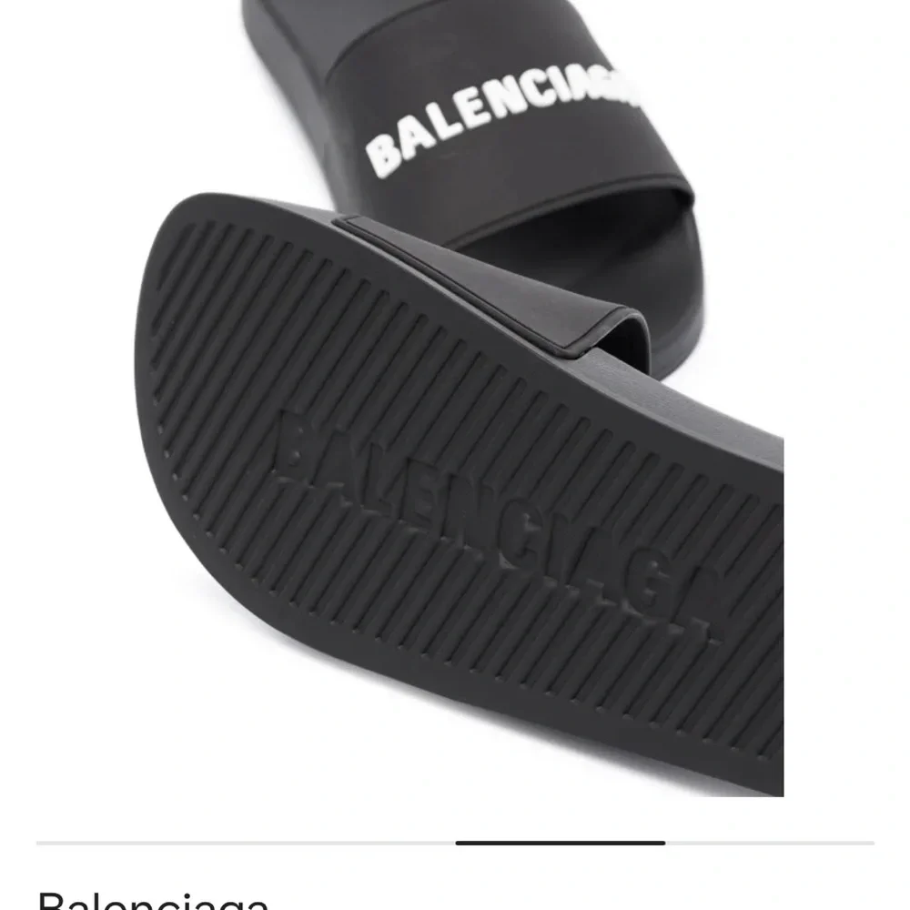 Balenciaga Men's size 9 Black Logo Slides/ women’s size 8 - Picture 2 of 4
